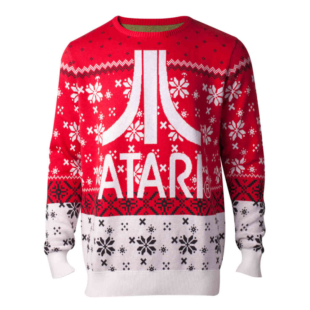 Atari - Logo Christmas gestrickter Herren Unisex Pullover rot / weiß
